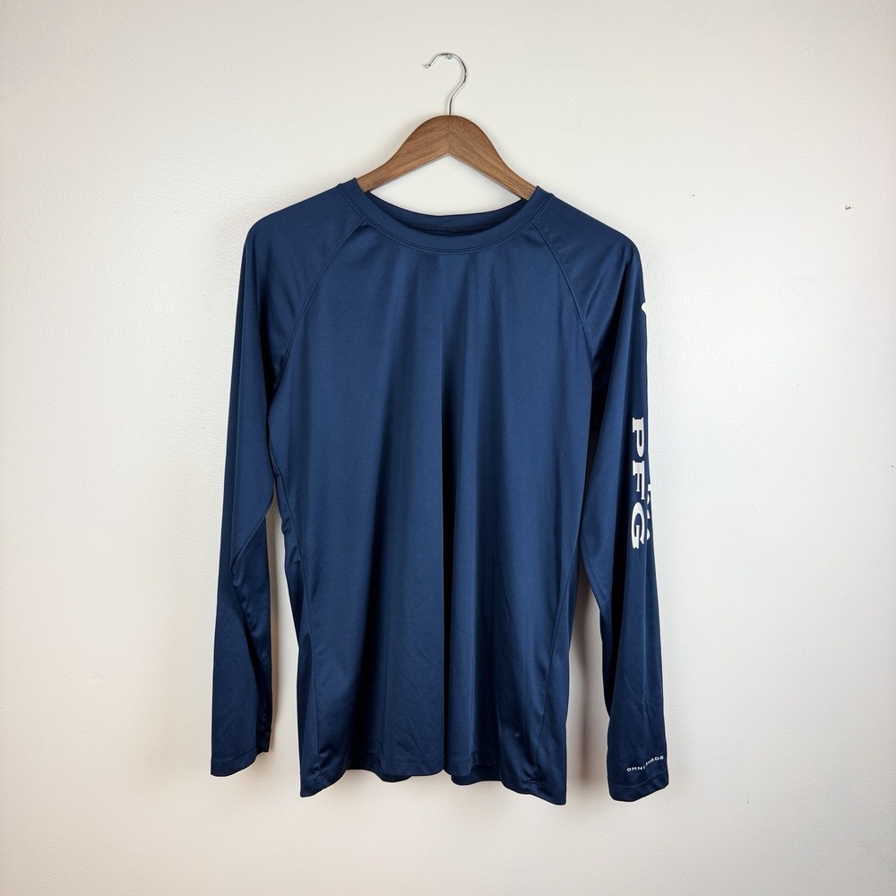 Columbia Women's PFG Omni Shade Blue Long Sleeve Shirt Plus Size 1X Activewear